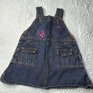 Oshkosh vintage denim girls dress 12 M embroidered floral print with  pockets
